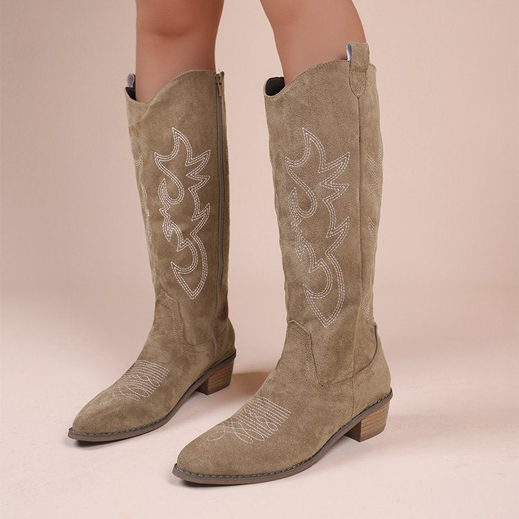 Trendy Chunky Heel Cowgirl Boots for Ladies