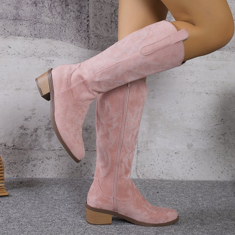 Trendy Chunky Heel Cowgirl Boots for Ladies