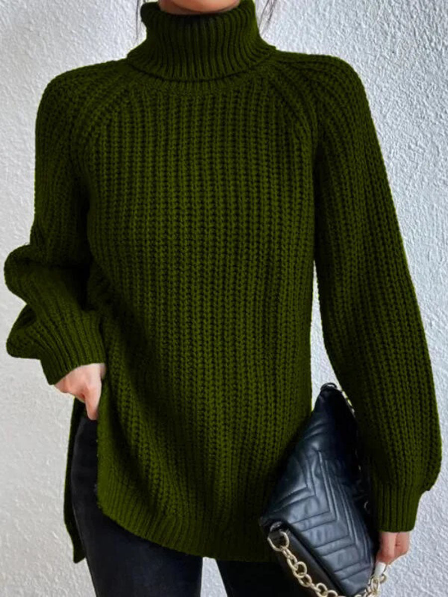 Océane Dubois | Sexy Knitted Turtleneck Sweater
