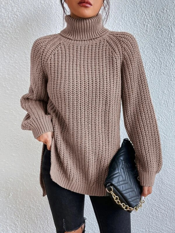 Océane Dubois | Sexy Knitted Turtleneck Sweater