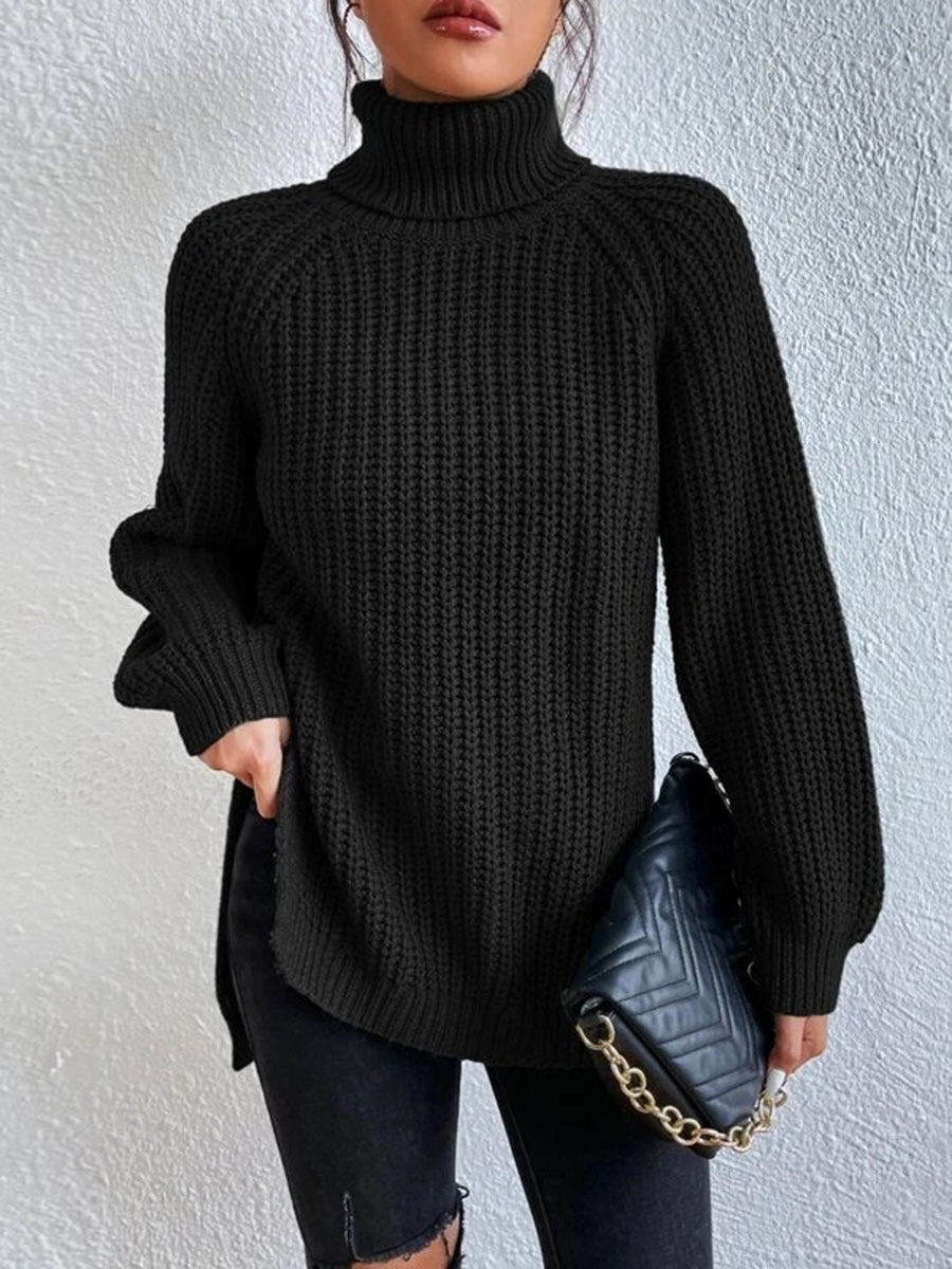 Océane Dubois | Sexy Knitted Turtleneck Sweater