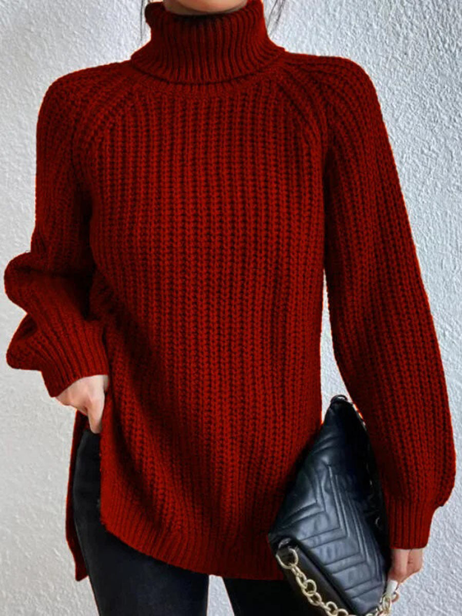Océane Dubois | Sexy Knitted Turtleneck Sweater