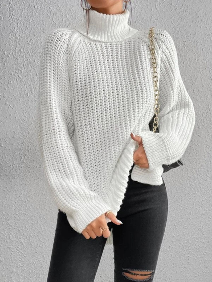 Océane Dubois | Sexy Knitted Turtleneck Sweater