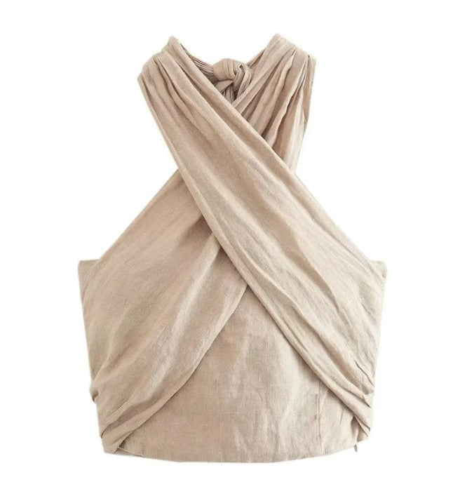Ava I Linen Halter Neck Top