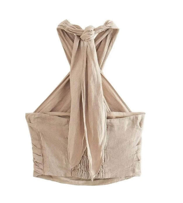 Ava I Linen Halter Neck Top