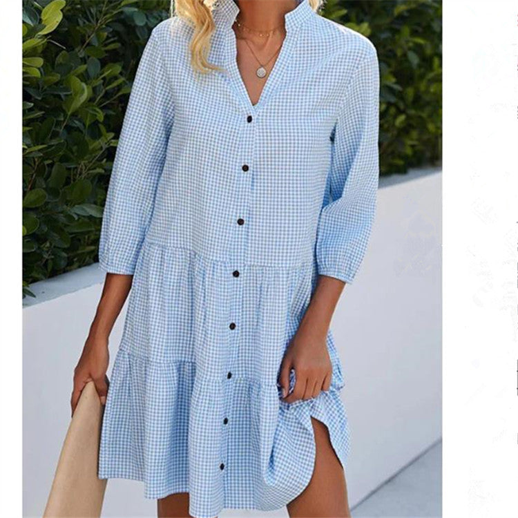 Élodie Lavin | V-neck Plaid Dress