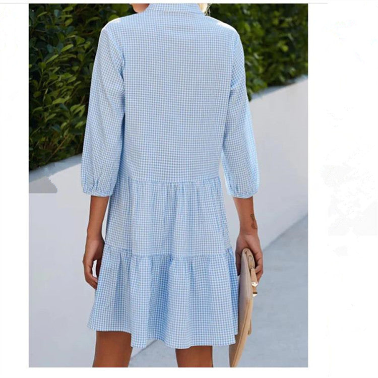 Élodie Lavin | V-neck Plaid Dress