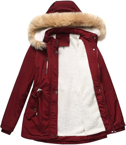 Elegant Fleece-Lined Coat - Premium Faux Fur and Padding