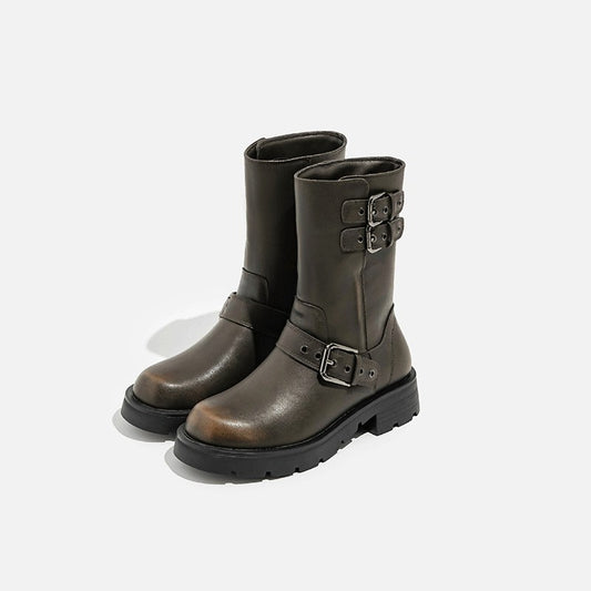 Women's Mid-Calf Biker Riding Boots