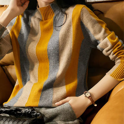 Élodie Lavin | Vintage Striped Sweater with Half-High Neckline