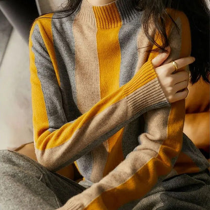 Élodie Lavin | Vintage Striped Sweater with Half-High Neckline