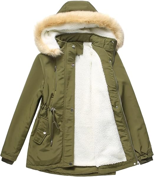 Elegant Fleece-Lined Coat - Premium Faux Fur and Padding