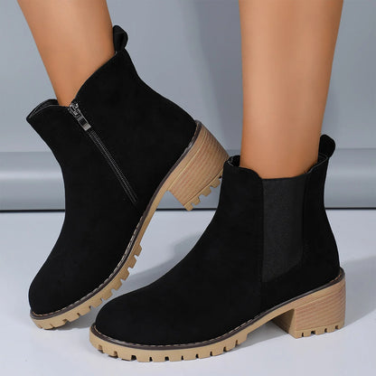 Women's High Chunky Heel Chelsea Ankle Boots