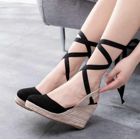 Tie Leg Design | Espadrille Wedge Sandals