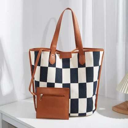 Lucia Comér - Plaid checkered tote bag