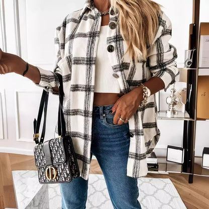 Women's Flannel Plaid Button Down Shirt