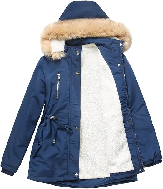 Elegant Fleece-Lined Coat - Premium Faux Fur and Padding