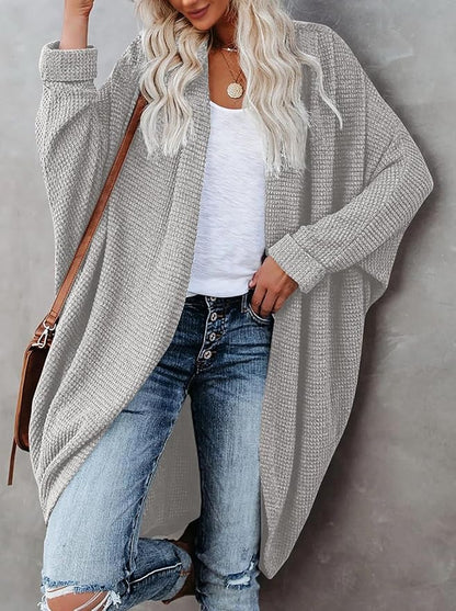 Oversized Knitted Cardigan for Ladies – Batwing Sleeves, Chunky Boho Style