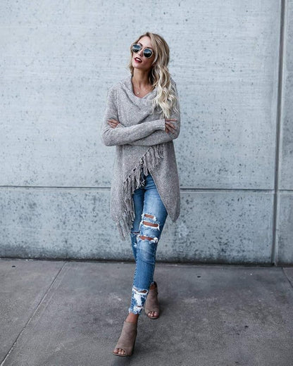 Pullover Poncho for Ladies - Knitted Long Cardigan