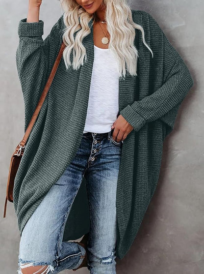 Oversized Knitted Cardigan for Ladies – Batwing Sleeves, Chunky Boho Style