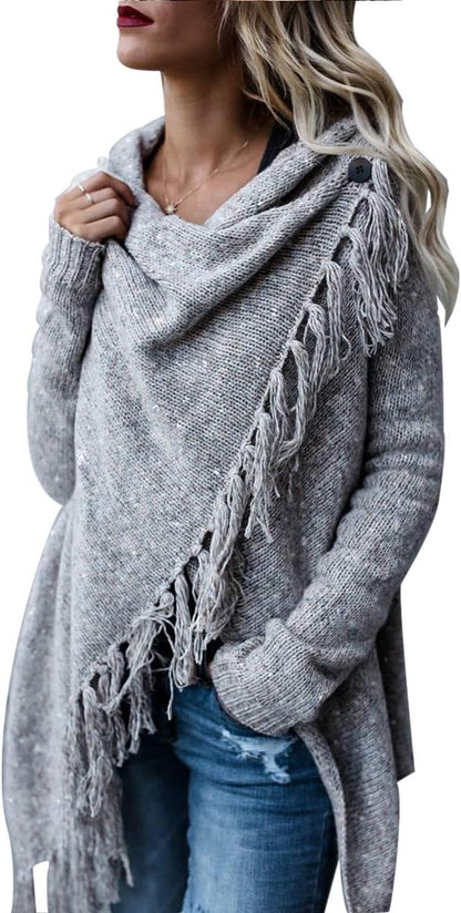 Pullover Poncho for Ladies - Knitted Long Cardigan