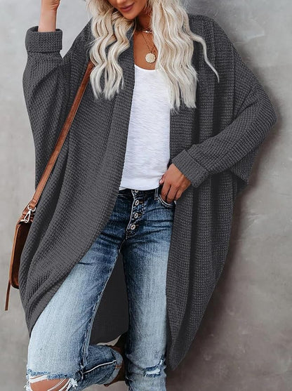 Oversized Knitted Cardigan for Ladies – Batwing Sleeves, Chunky Boho Style