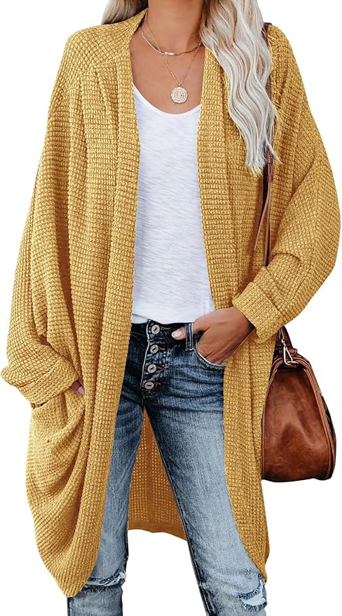 Oversized Knitted Cardigan for Ladies – Batwing Sleeves, Chunky Boho Style