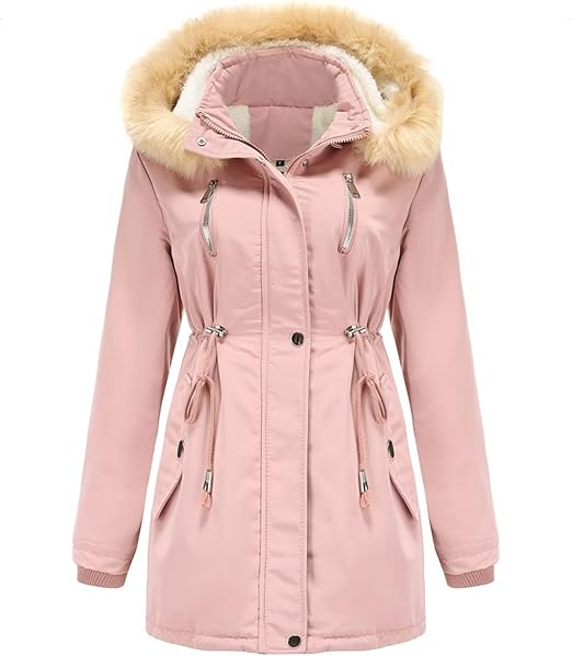 Elegant Fleece-Lined Coat - Premium Faux Fur and Padding