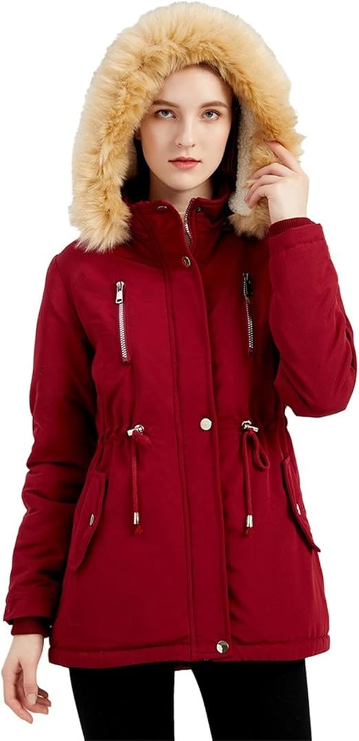 Elegant Fleece-Lined Coat - Premium Faux Fur and Padding