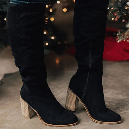 Riva Lefèvre | Elegant High-Heeled Knee Suede Boots