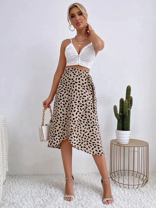 Natalie I Boho Casual Print High Waisted Skirt