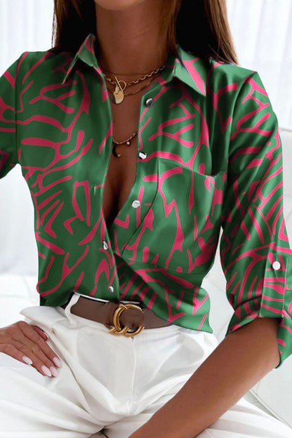 Élodie Lavin - Elegant Rolled-Sleeve Shirt with Artistic Print