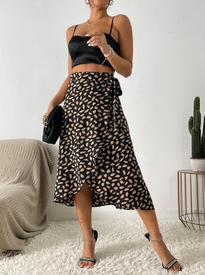 Natalie I Boho Casual Print High Waisted Skirt