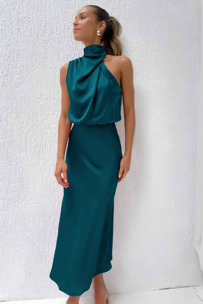 Alice Leroy  - Elegant midi dress with an asymmetric round neckline