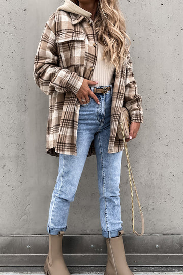 Pauline Laurent | Street Style Chic Plaid Jacket with Hood