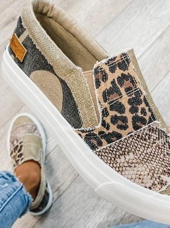 Leopard fashion print canvas shoes