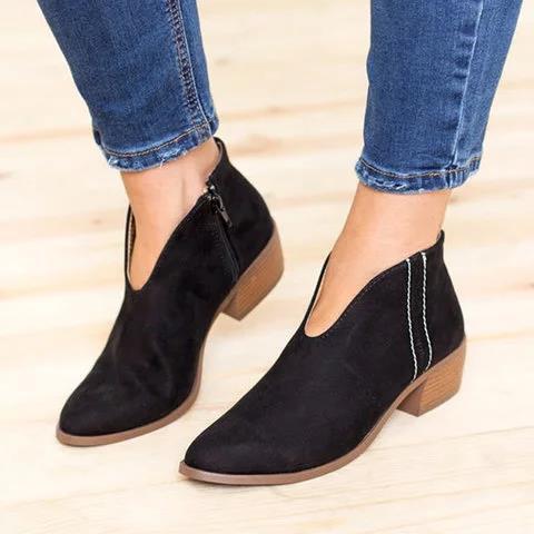 Fleur Rousse | Sexy V-cut ankle boots for women