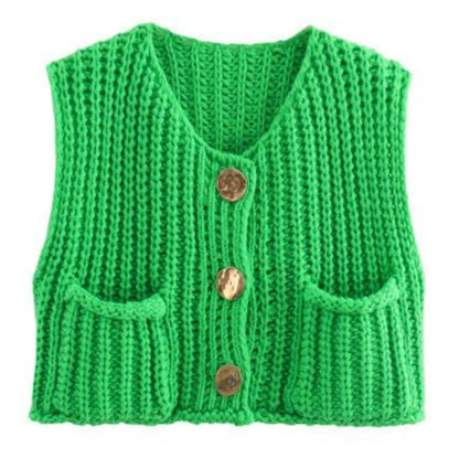 Elegant Knitted Cardigan Vest