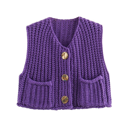 Elegant Knitted Cardigan Vest