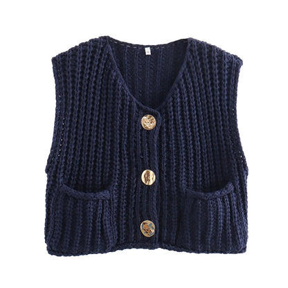 Elegant Knitted Cardigan Vest