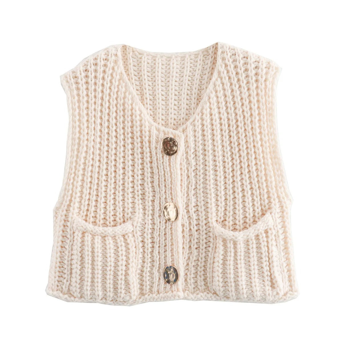 Elegant Knitted Cardigan Vest