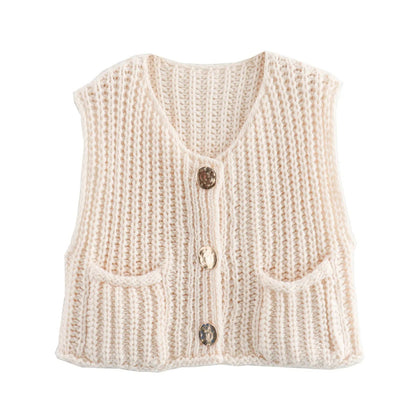 Elegant Knitted Cardigan Vest