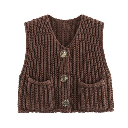 Elegant Knitted Cardigan Vest