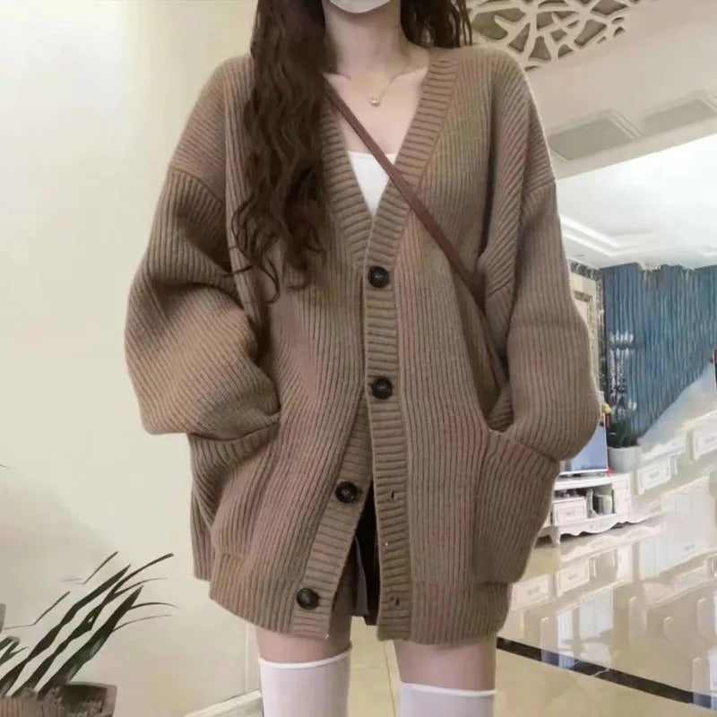 V-Neck Knitted Cardigan for Ladies