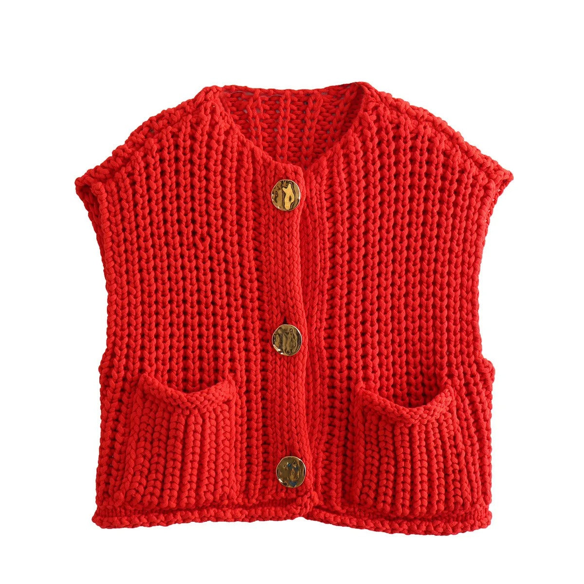 Elegant Knitted Cardigan Vest