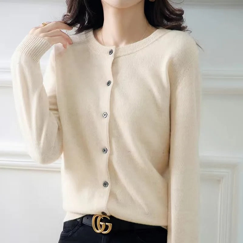 Knitted O-Neck Cardigan for Women