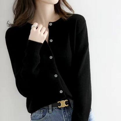 Knitted O-Neck Cardigan for Women