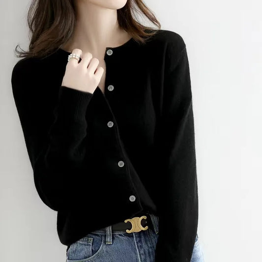 Knitted O-Neck Cardigan for Women