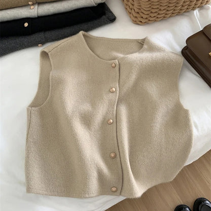 Elegant Knitted Cardigan Vest for Ladies