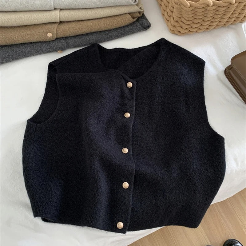 Elegant Knitted Cardigan Vest for Ladies